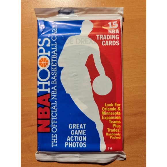 1989-90 NBA Hoops Sealed Wax Pack w/#190 Clyde Drexler on front - Picture 1 of 3